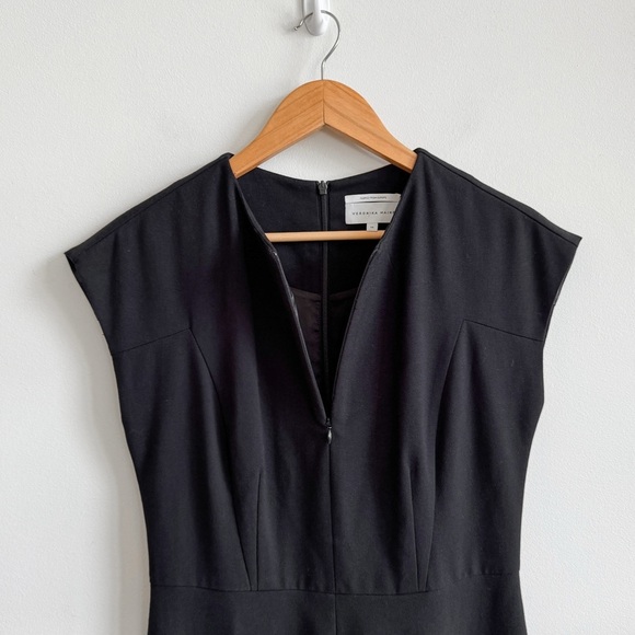 VERONIKA MAINE • Stretch Suit Zip Neck Pencil Dress in Black - Picture 4 of 16